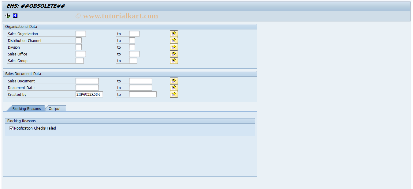 SAP TCode CBRC11 - Regulation Check: Blocked Orders