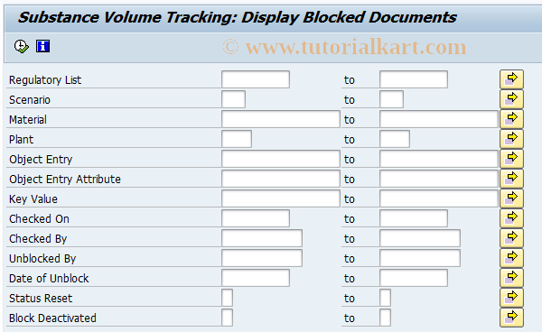 SAP TCode CBRC21 -  Substance Volume Tracking: Blocked Docs