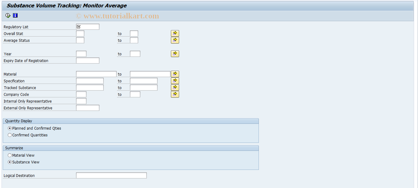 SAP TCode CBRC23 - SVT: Monitor Average Quantities