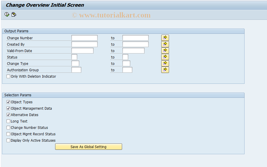 SAP TCode CC05 - Change overview