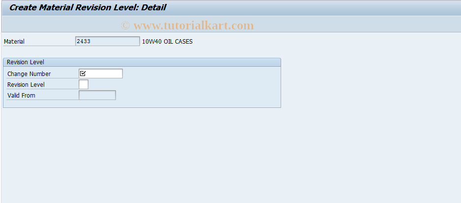 SAP TCode CC11 - Create Material Revision Level