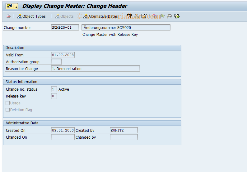 SAP TCode CC33 - Display Change Request