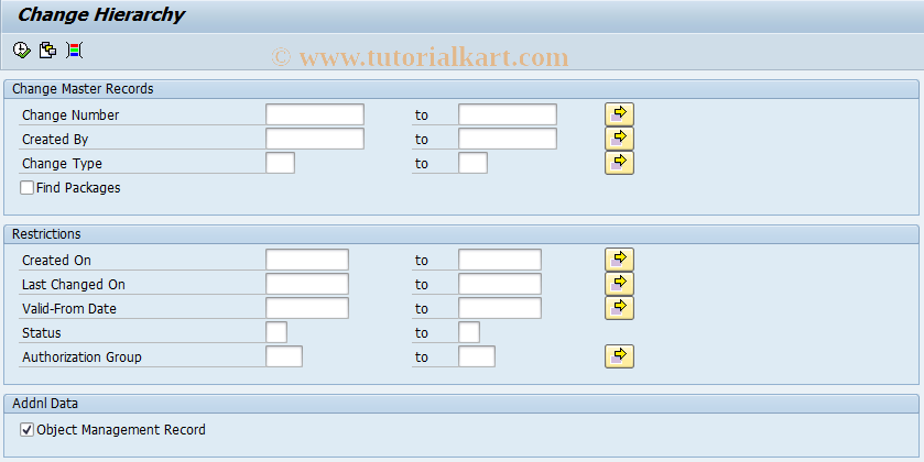 SAP TCode CC60 - Browser hierarchy