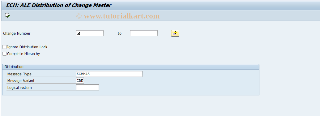 SAP TCode CC92 - Distribute change number