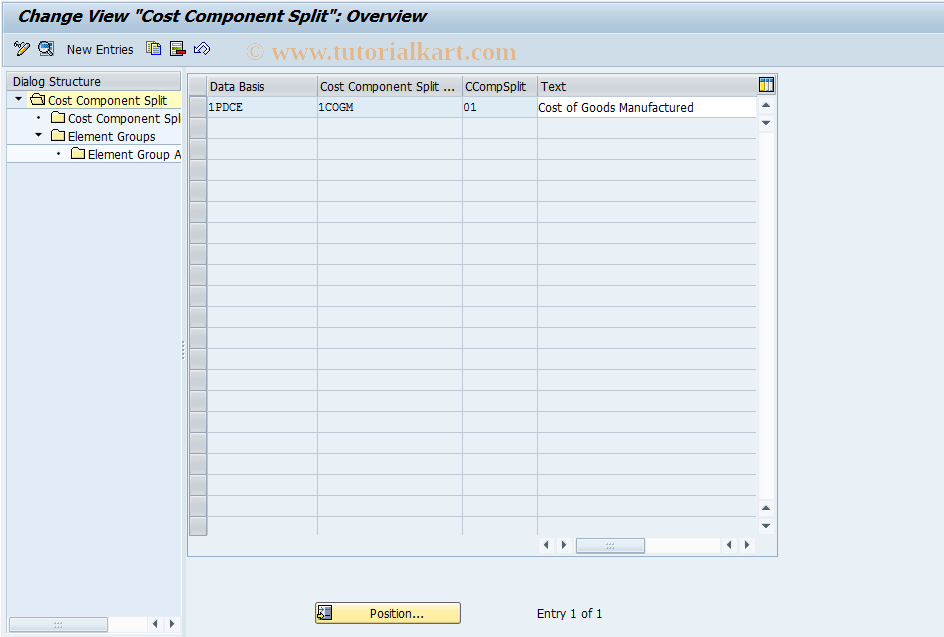 SAP TCode CCS - Cost Component Split