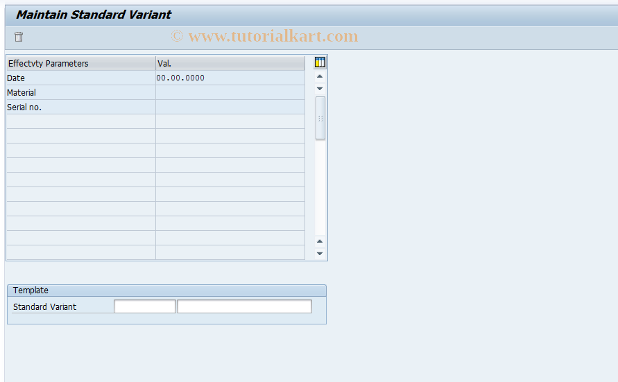 SAP TCode CCTM - Maintain Standard Variant