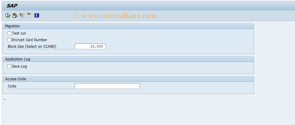 SAP TCode CC_MIGRATION - Migration of Credit Cards