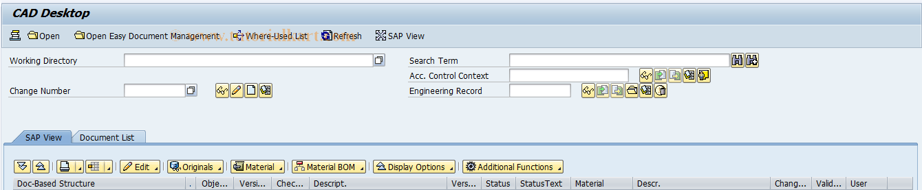 SAP TCode CDESK - CAD Desktop