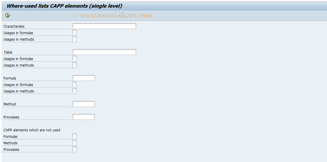 SAP TCode CE16 - Use of CAPP elements (single-level)