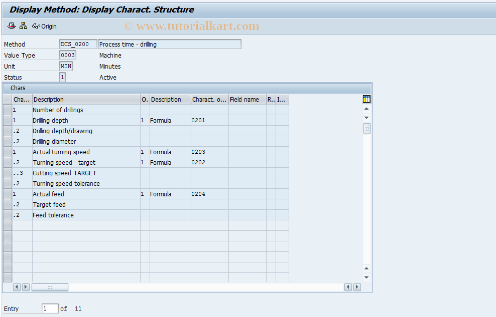 SAP TCode CE23 - Display standard value method