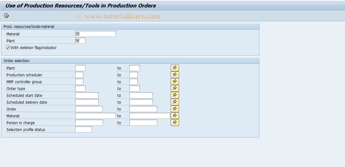 SAP TCode CF11 - PRT: Use of material in production order