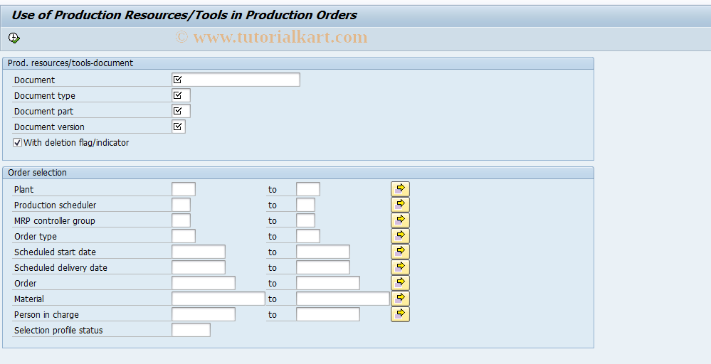 SAP TCode CF12 - PRT: Use of document in production order