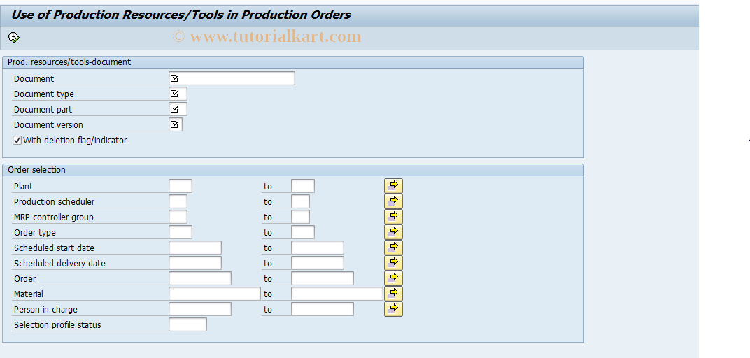 SAP TCode CF13 - PRT: Use of equipment in production order