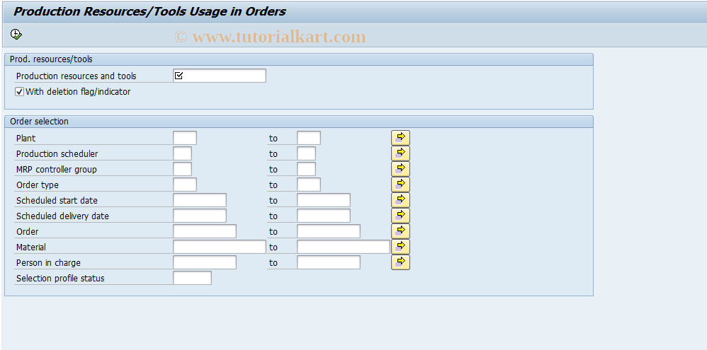 SAP TCode CF20 - PRT: Use of PRT master in orders