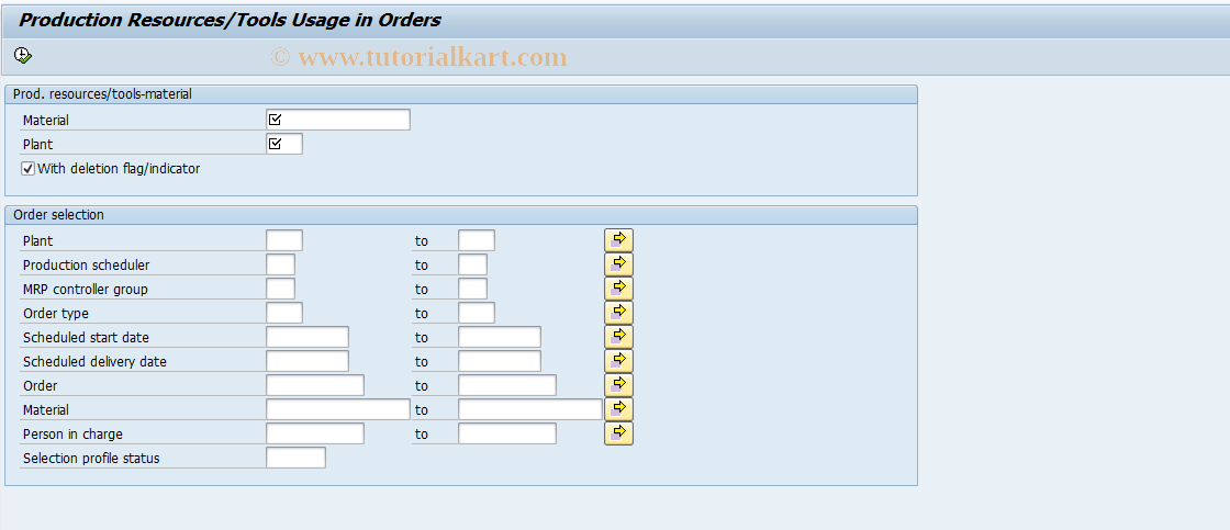 SAP TCode CF21 - PRT: Use of material in orders