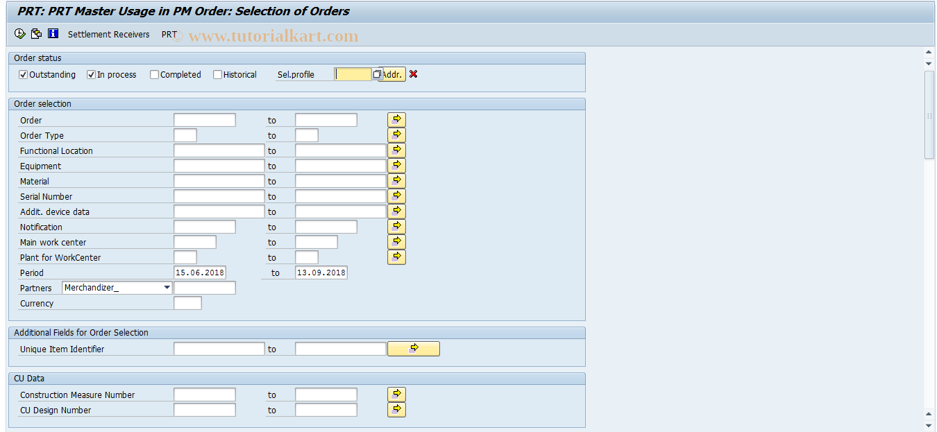 SAP TCode CF25 - PRT: PRT Master Usage in PM Order