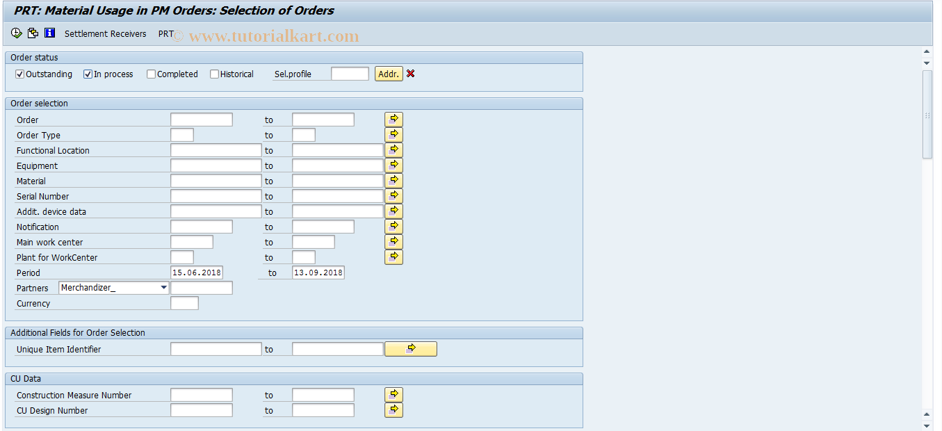 SAP TCode CF26 - PRT: Material Usage in PM Orders