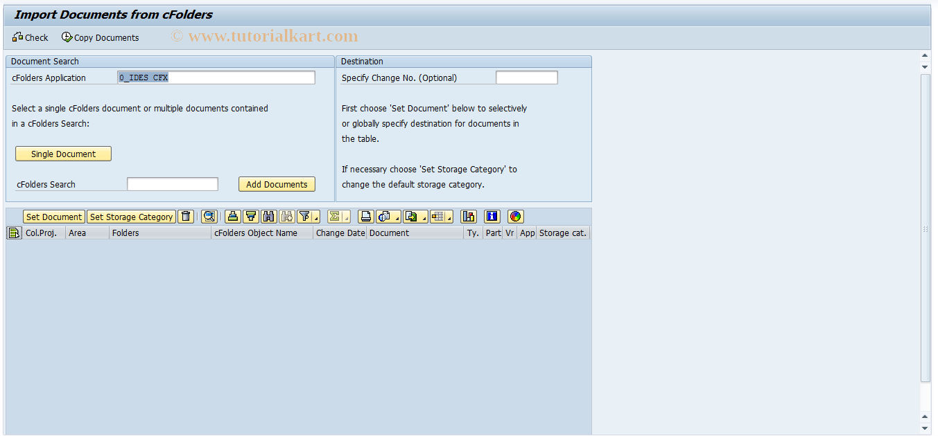 SAP TCode CFI01 - Import Documents from cFolders