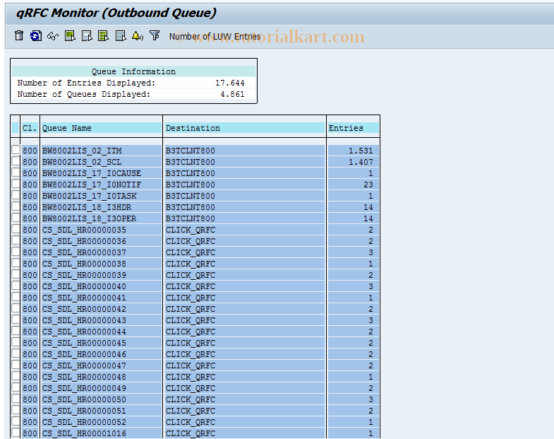 SAP TCode CFQ1 - Display qRFC Monitor