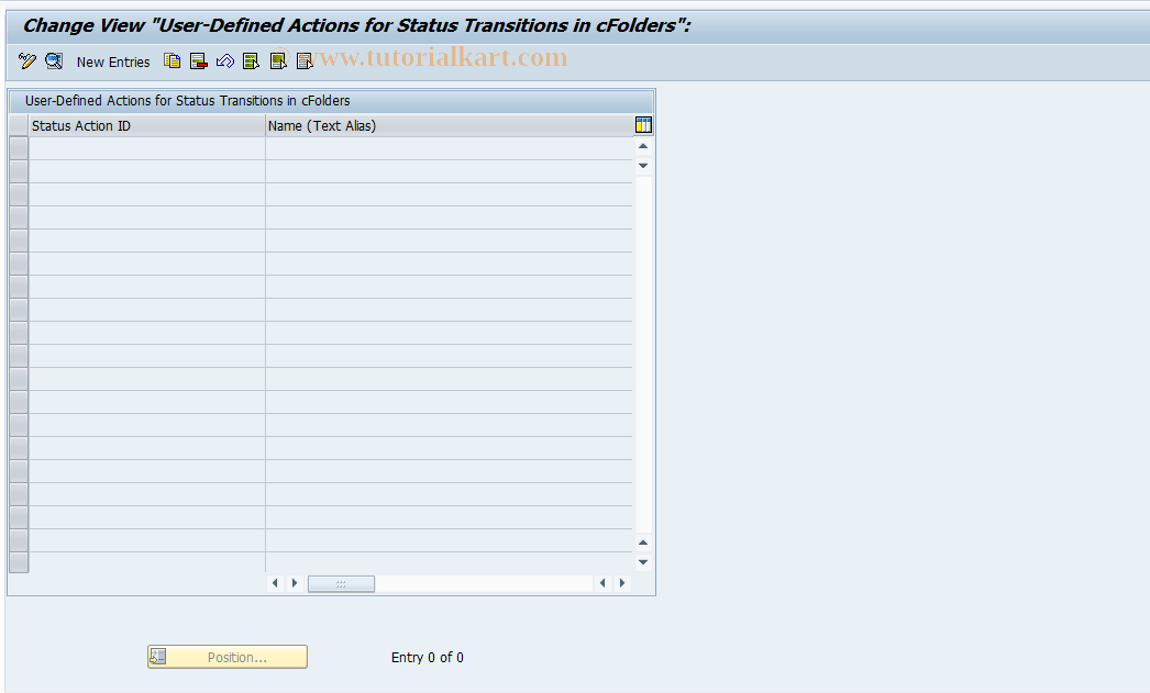 SAP TCode CFX_UD_STATUS_ACTION - Define Status Actions