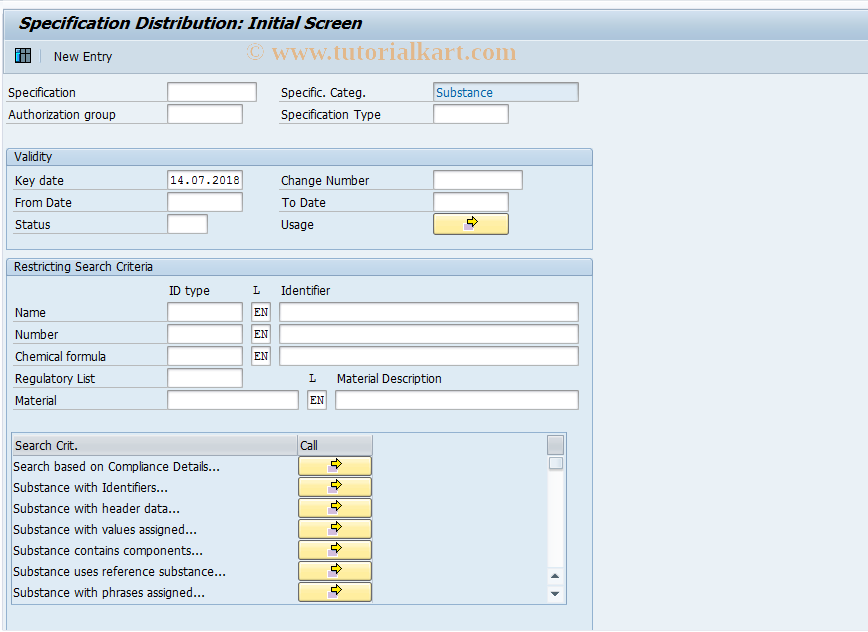 SAP TCode CG05 - Distribute Specification