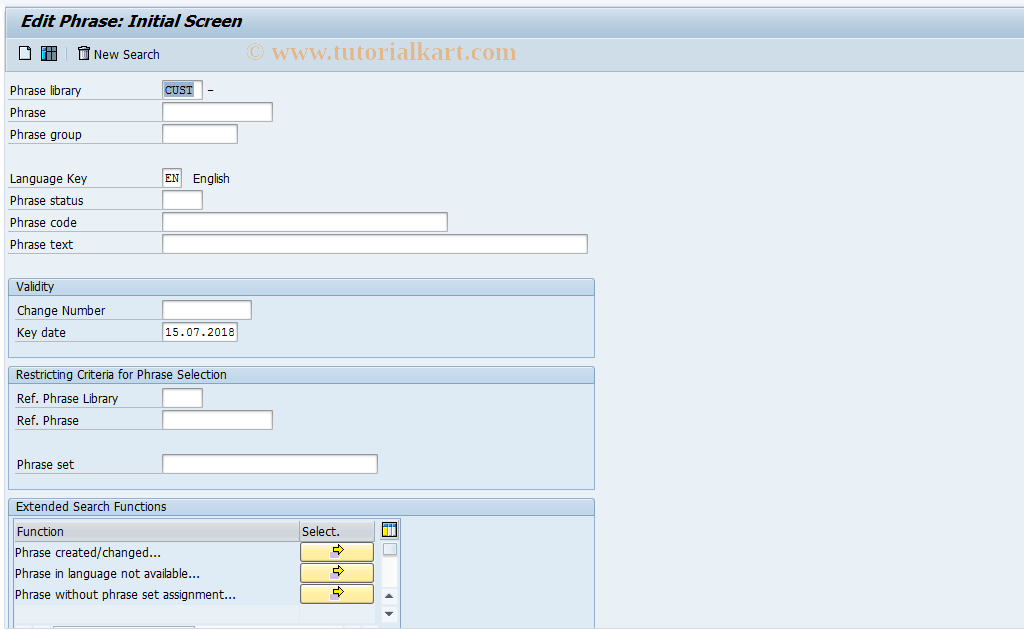 SAP TCode CG12 - Edit Phrases