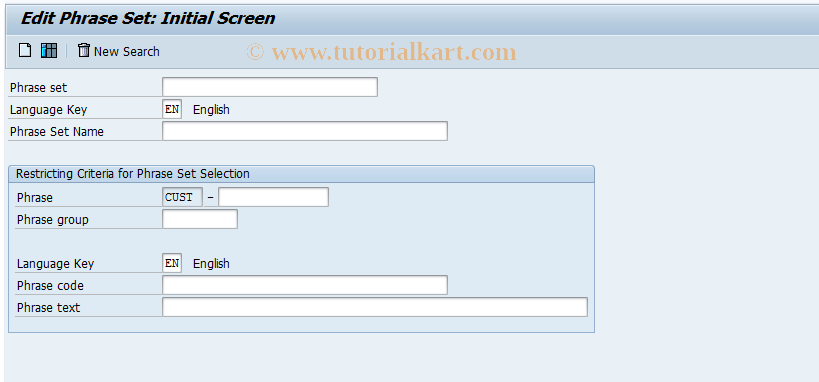 SAP TCode CG1B - Edit Phrase Sets