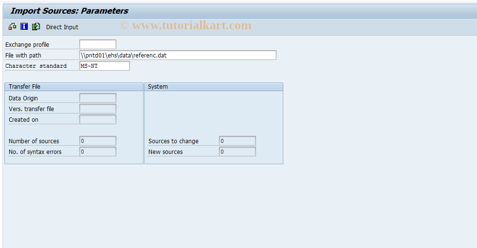 SAP TCode CG32 - Import Sources