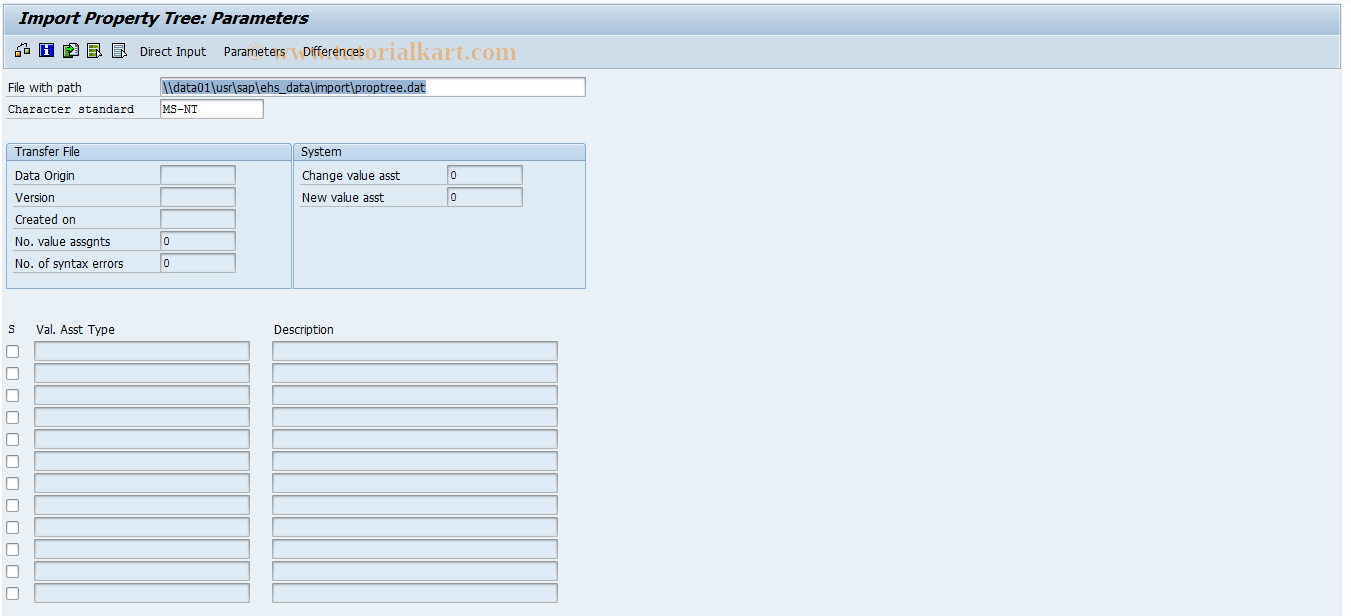 SAP TCode CG35 - Import Property Tree