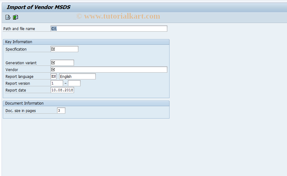 SAP TCode CG36VEN - Import Single Report