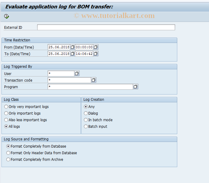 SAP TCode CG3L - Check Import Log