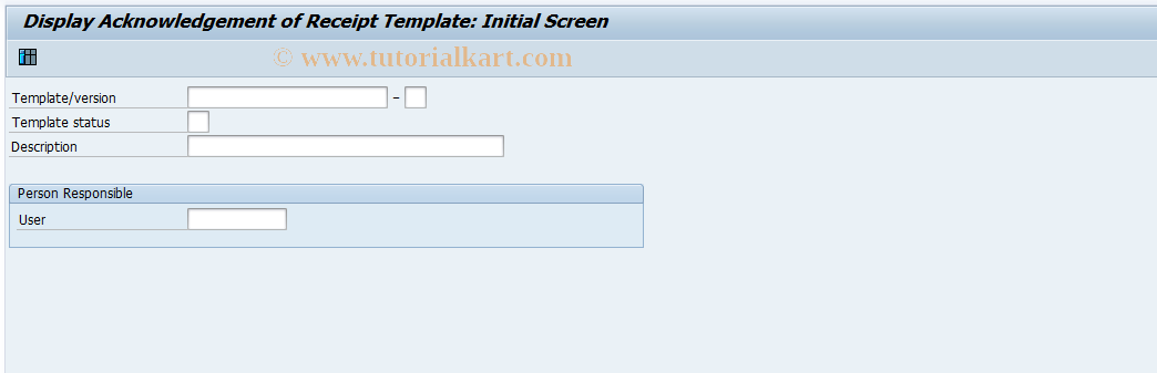 SAP TCode CG4E - Display Acknowl. of Receipt Template