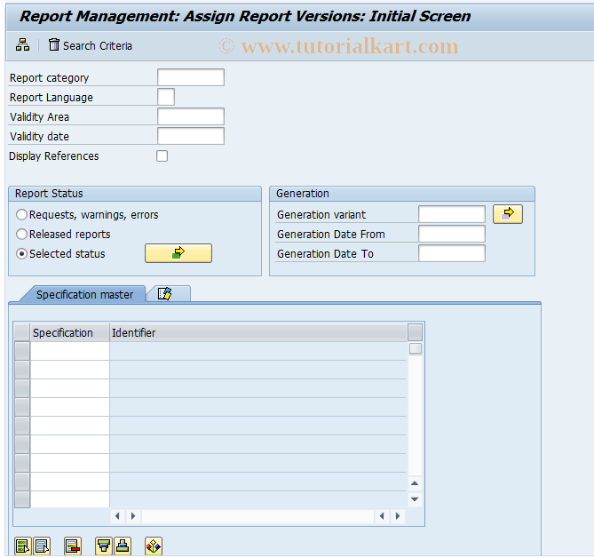 SAP TCode CG57 - Assign Report Versions