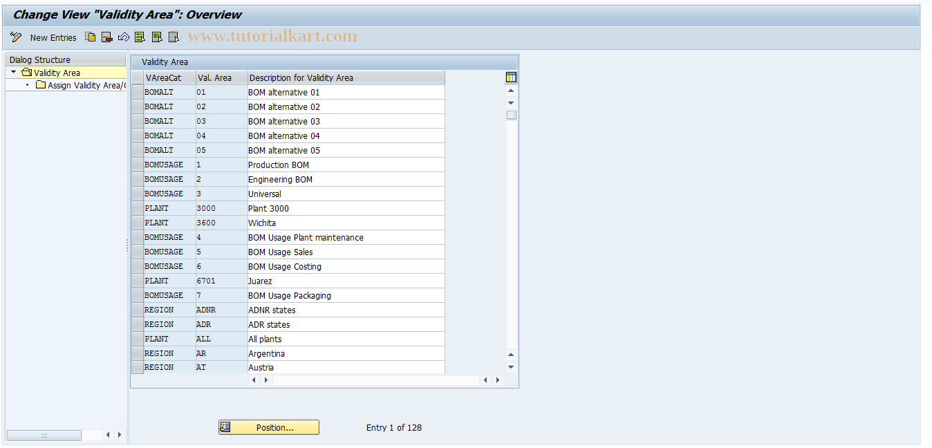 SAP TCode CGC1 - EHS: Validity area