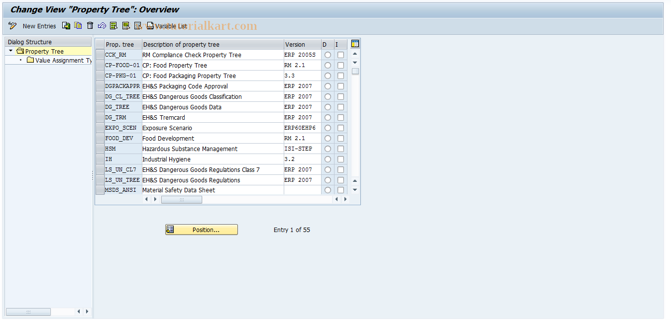 SAP TCode CGC3 - EHS: Property Tree