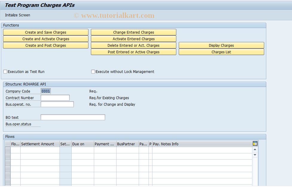 SAP TCode CHARGE - Charge API