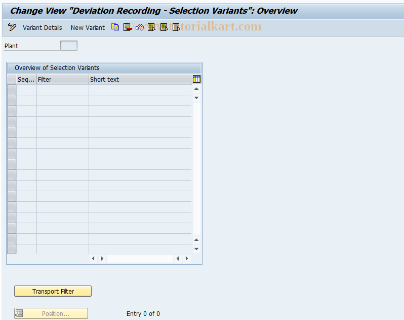 SAP TCode CI12 - Deviation Record.-Selection Variants
