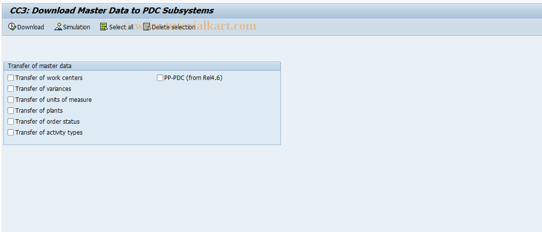 SAP TCode CI33 - Transfer of master data for PM