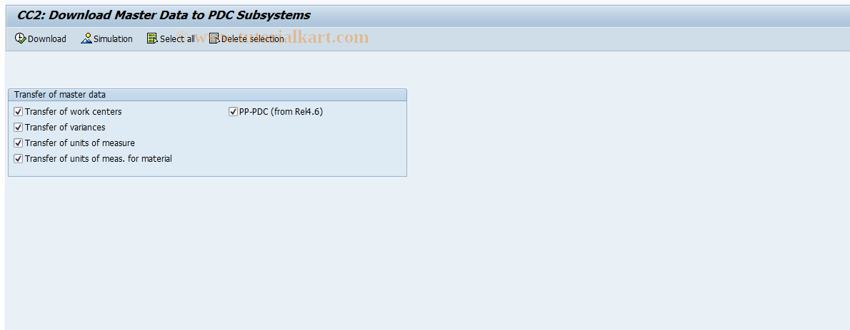 SAP TCode CI43 - Transfer of master data for PP