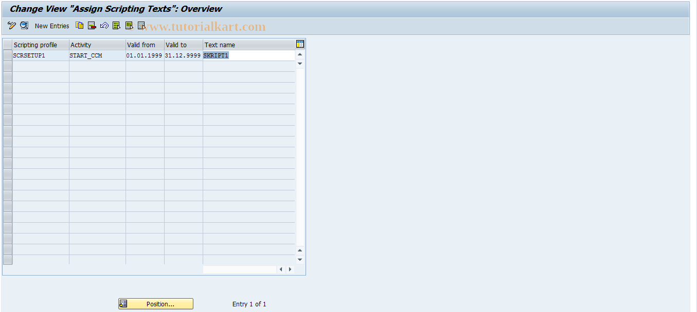 SAP TCode CIC1 - Scripting: Assign Texts