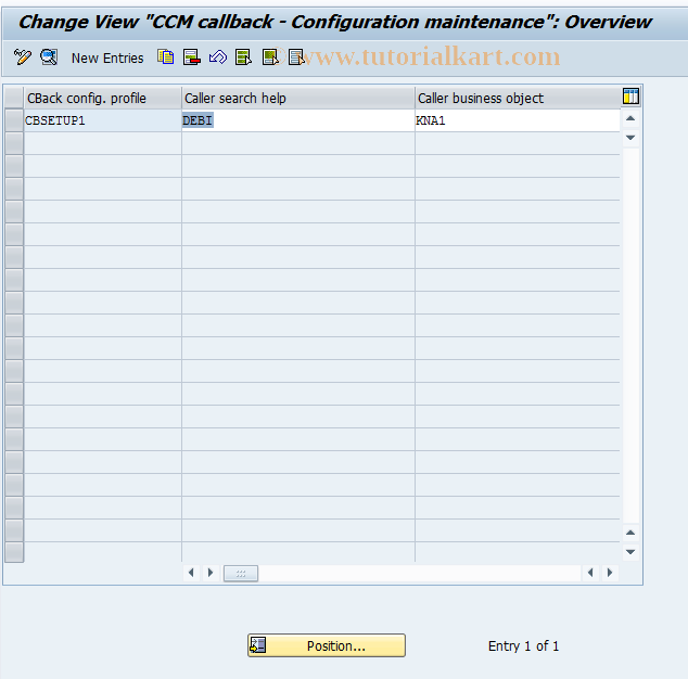 SAP TCode CICAC - Callback Component Configuration