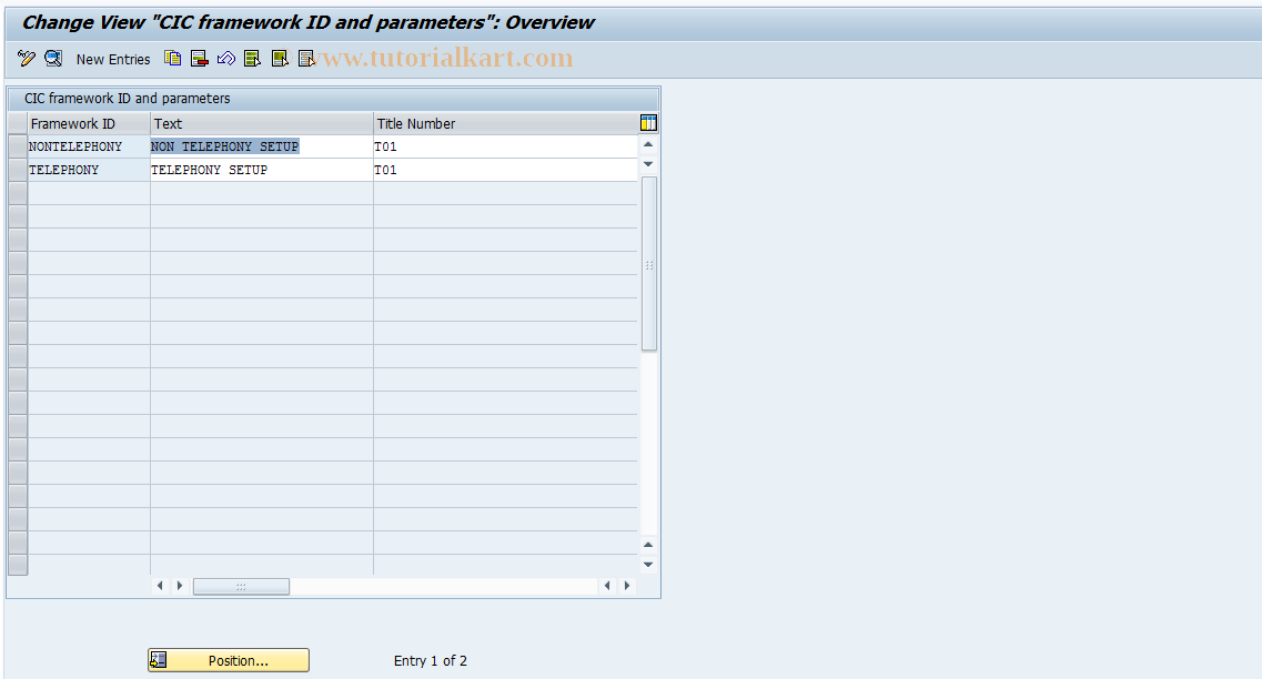 SAP TCode CICC - Maintain CIC Framework ID