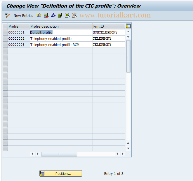 SAP TCode CICL - CIC Profile Definition