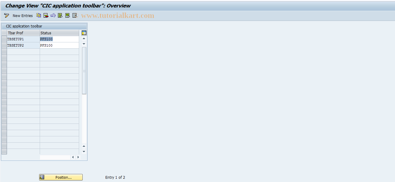 SAP TCode CICU - Toolbar Profile Maintenance