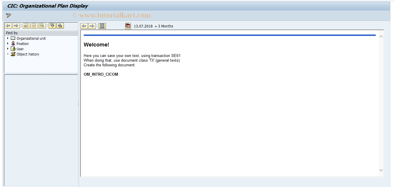 SAP TCode CIC_PPOSE - Display CIC Organizational Plan