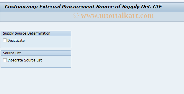 SAP TCode CIFPUCUST01 - CIF Source of Supply Determination
