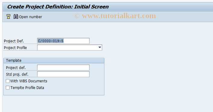 SAP TCode CJ06 - Create Project Definition