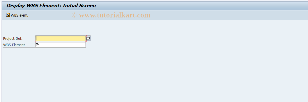 SAP TCode CJ13 - Display WBS Element