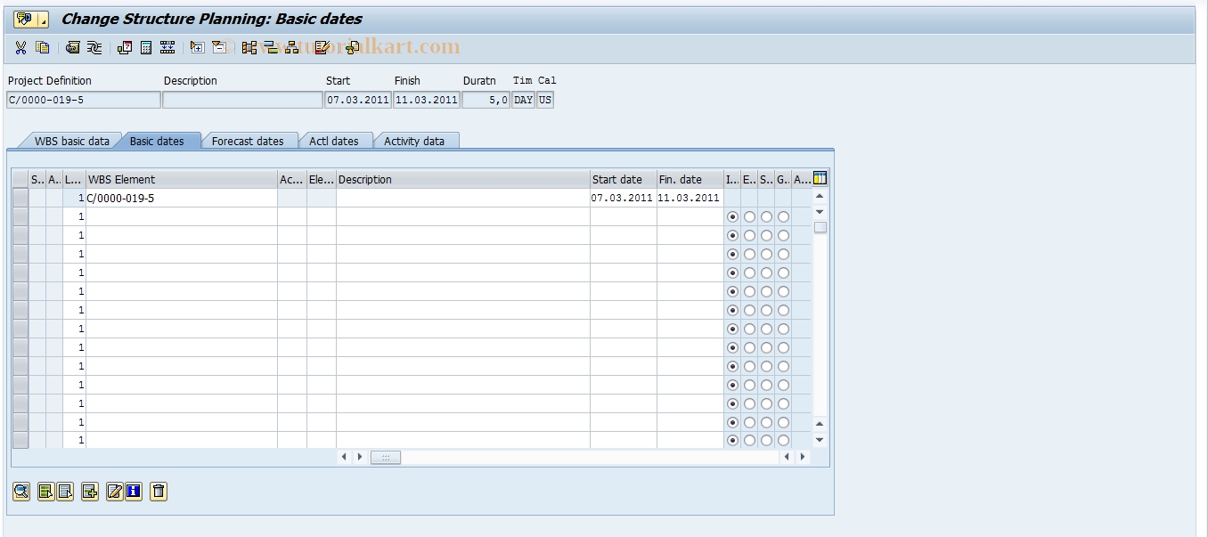 SAP TCode CJ20 - Structure planning