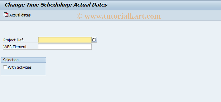 SAP TCode CJ25 - Change Actual Dates